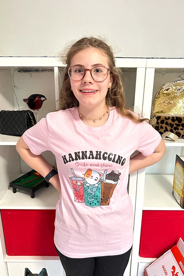 Hannahccino Cat T-Shirt Pink