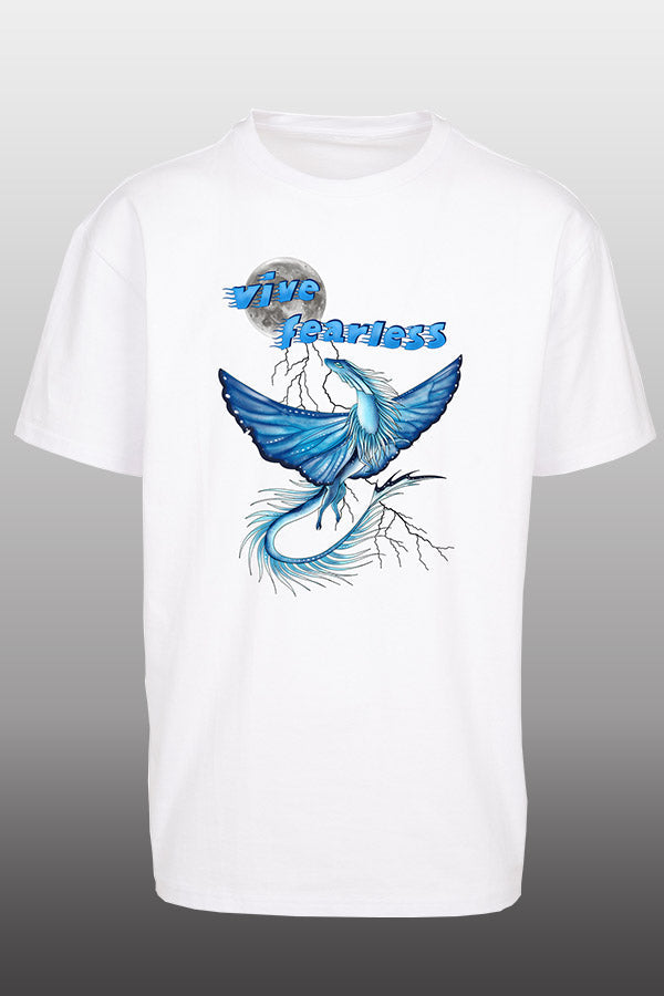 Vive fearless blue Oversize T-Shirt weiß